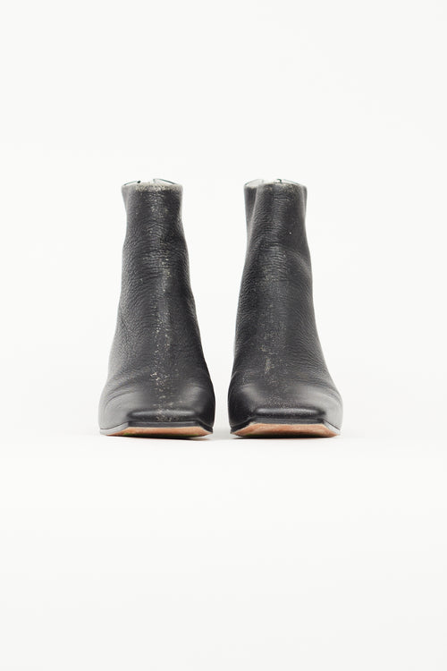 MM6 Maison Margiela Black Distressed Leather Ankle Boot