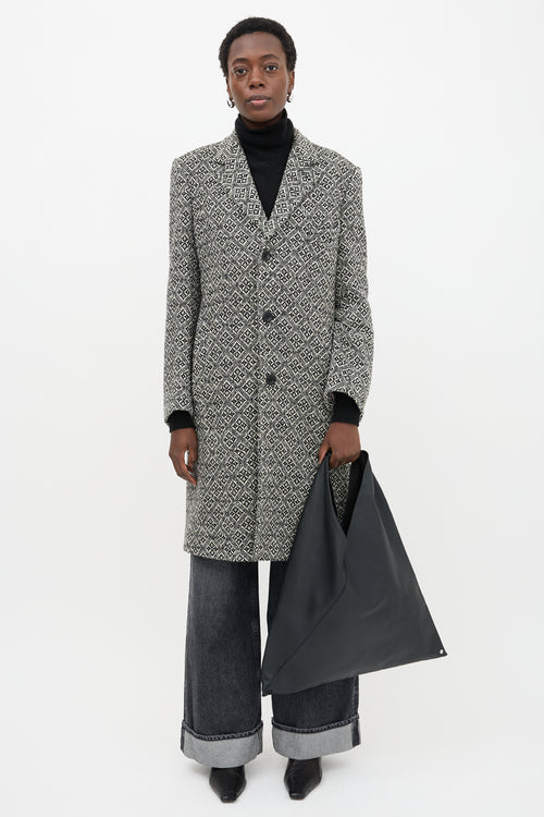 Faux Leather Medium Triangle Tote Bag