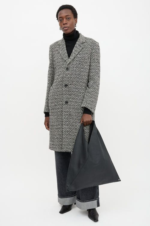 Faux Leather Medium Triangle Tote Bag