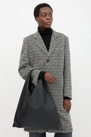 Faux Leather Medium Triangle Tote Bag