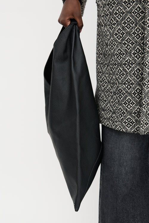 Faux Leather Medium Triangle Tote Bag