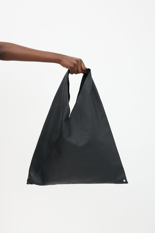 Faux Leather Medium Triangle Tote Bag