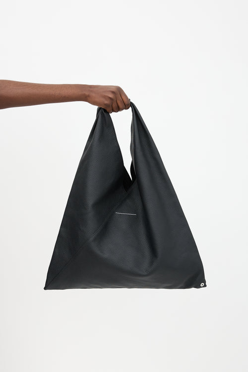 Faux Leather Medium Triangle Tote Bag