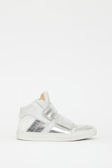 MM6 Maison Margiela White & Silver Leather Mirror Sneaker