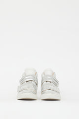 MM6 Maison Margiela White & Silver Leather Mirror Sneaker