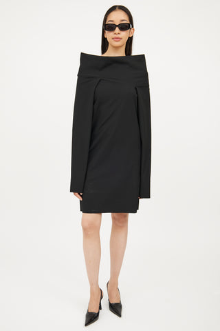 MM6 Maison Margiela Black Boatneck Long Sleeve Dress