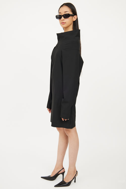 MM6 Maison Margiela Black Boatneck Long Sleeve Dress