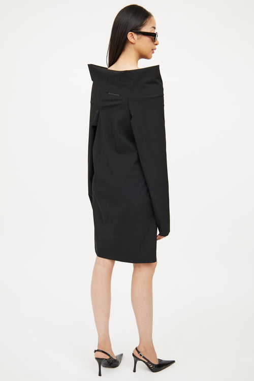 MM6 Maison Margiela Black Boatneck Long Sleeve Dress