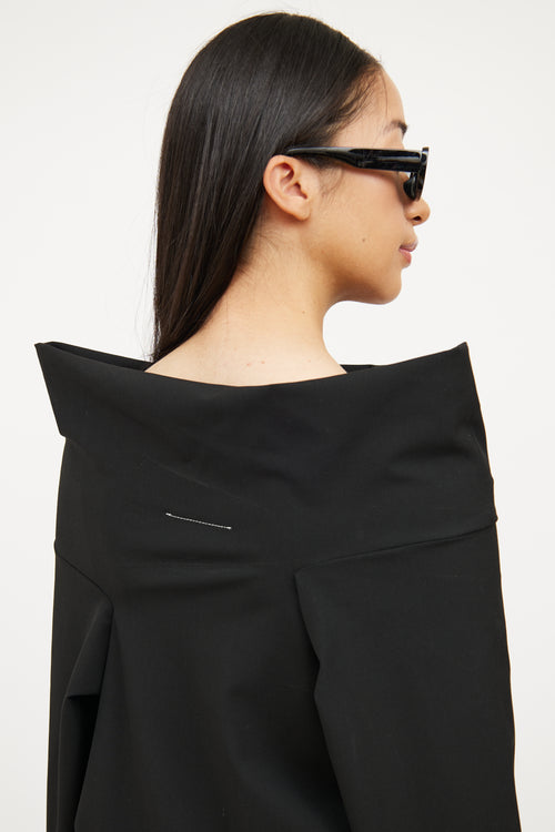 MM6 Maison Margiela Black Boatneck Long Sleeve Dress