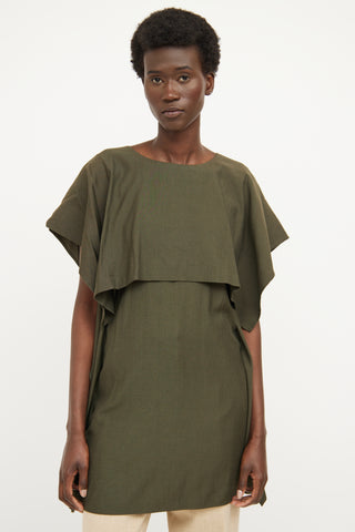 MM6 Maison Margiela Green Layered Short Sleeve Dress