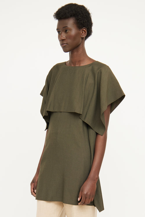 MM6 Maison Margiela Green Layered Short Sleeve Dress