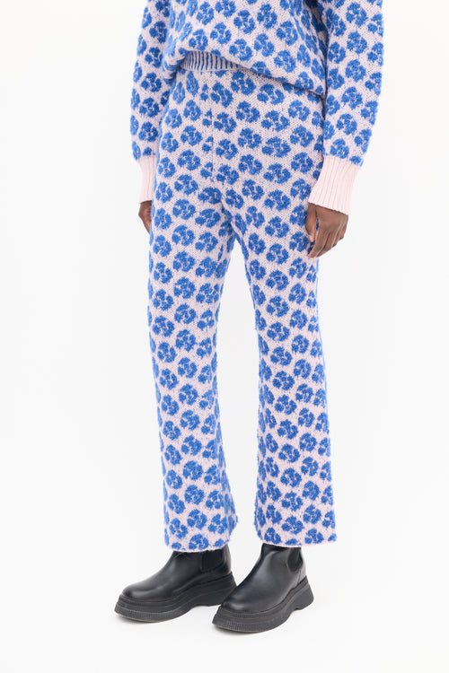 Mozh Mozh Blue & Pink Floral Jacquard Golgoli Pants