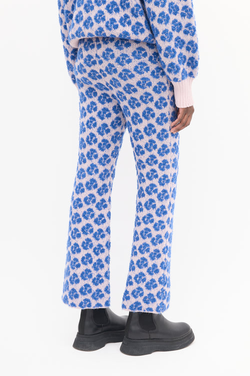 Mozh Mozh Blue & Pink Floral Jacquard Golgoli Pants