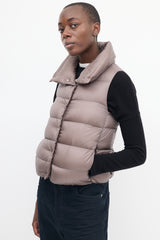 Moncler Taupe Down & Nylon Puffer Vest