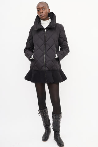 Moncler Black Down Vouglan Peplum Jacket