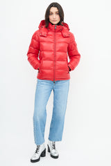 Moncler Red Down & Nylon Maya Puffer Jacket