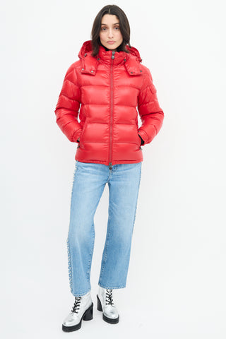 Moncler Red Down & Nylon Maya Puffer Jacket
