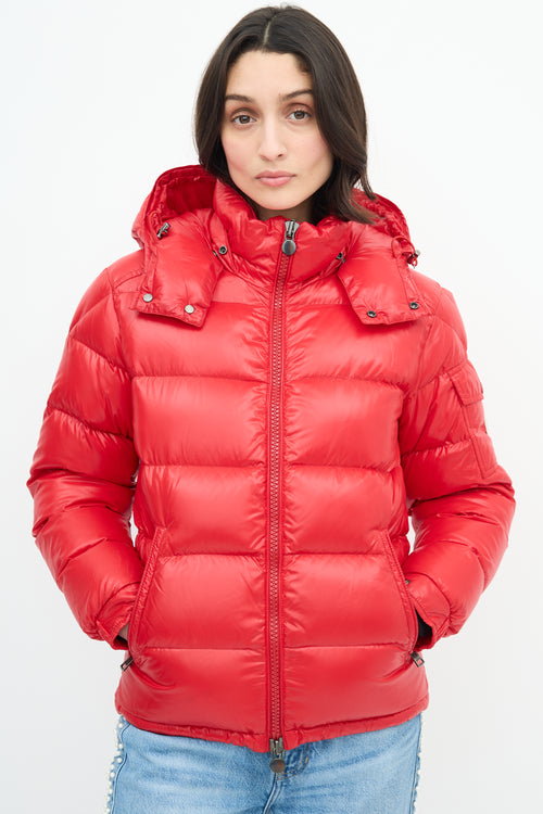Moncler Red Down & Nylon Maya Puffer Jacket
