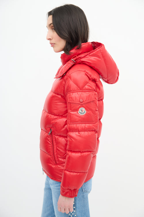 Moncler Red Down & Nylon Maya Puffer Jacket
