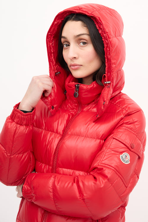 Moncler Red Down & Nylon Maya Puffer Jacket