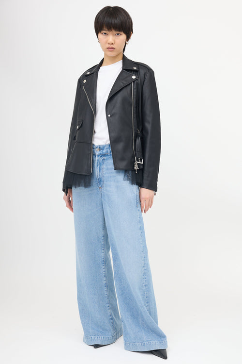 Moschino Faux Leather Peplum Moto Jacket