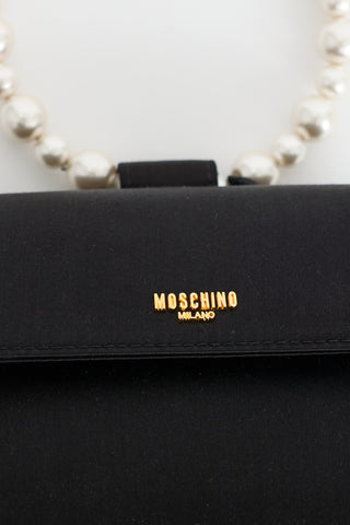 Moschino Satin Pearl Clutch