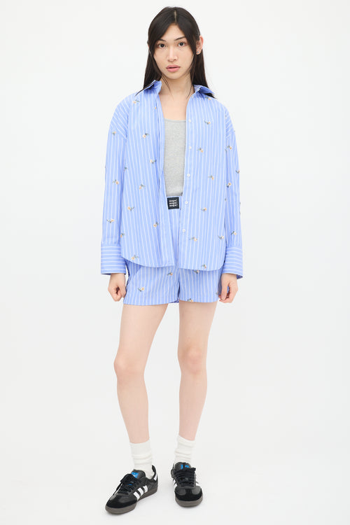 MSGM Blue & White Striped Co-Ord Set