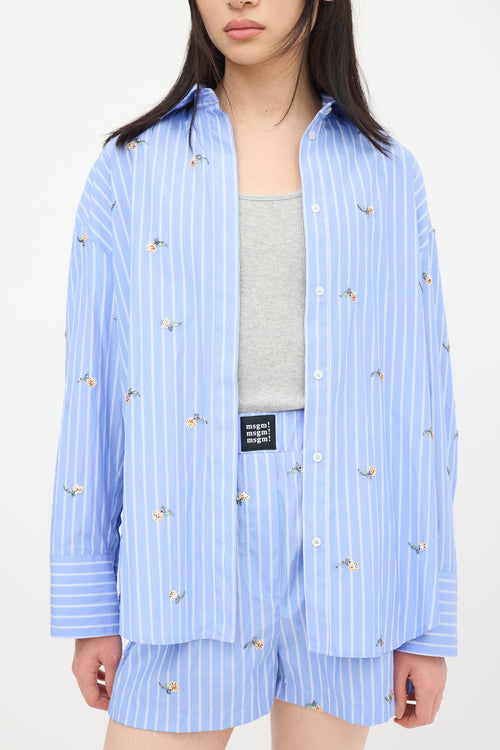 MSGM Blue & White Striped Co-Ord Set