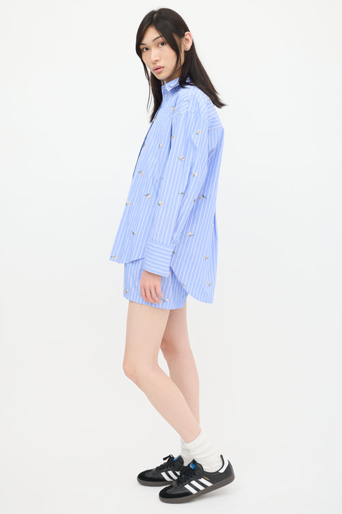 MSGM Blue & White Striped Co-Ord Set