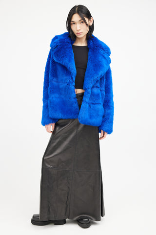 MSGM Blue Faux Fur Double Breasted Jacket
