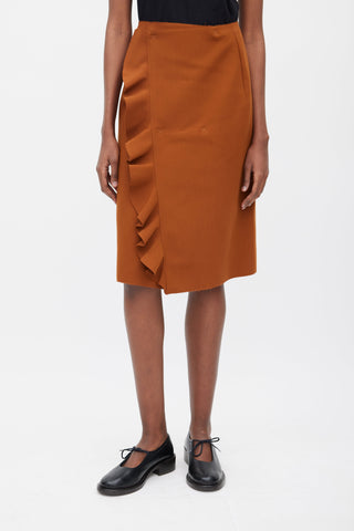 MSGM Brown Ruffled Wrap Skirt