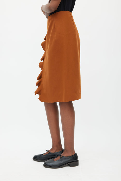 MSGM Brown Ruffled Wrap Skirt