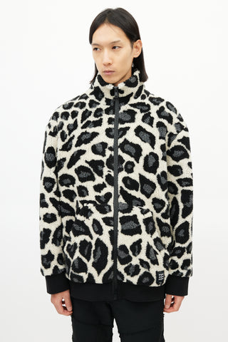 MSGM Cream & Multicolour Print Fleece Jacket