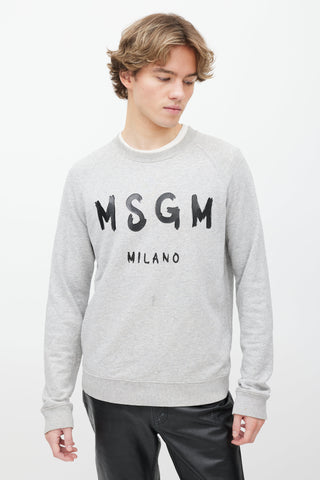 MSGM Grey Cotton Crewneck Sweatshirt