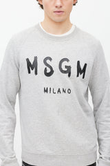 MSGM Grey Cotton Crewneck Sweatshirt