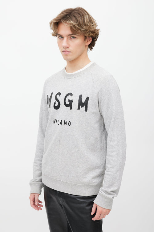 MSGM Grey Cotton Crewneck Sweatshirt