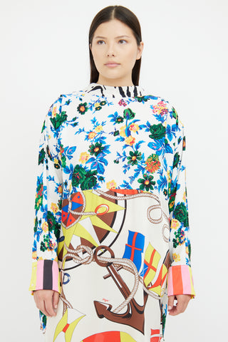 MSGM Multicolour Printed Long Sleeve Dress