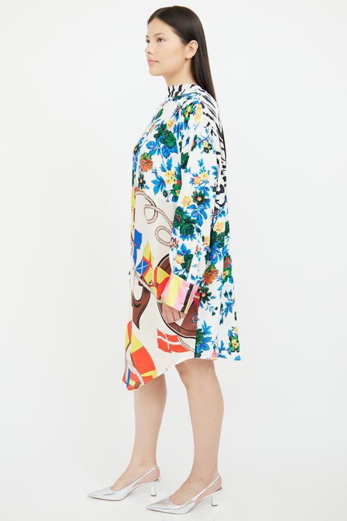 MSGM Multicolour Printed Long Sleeve Dress