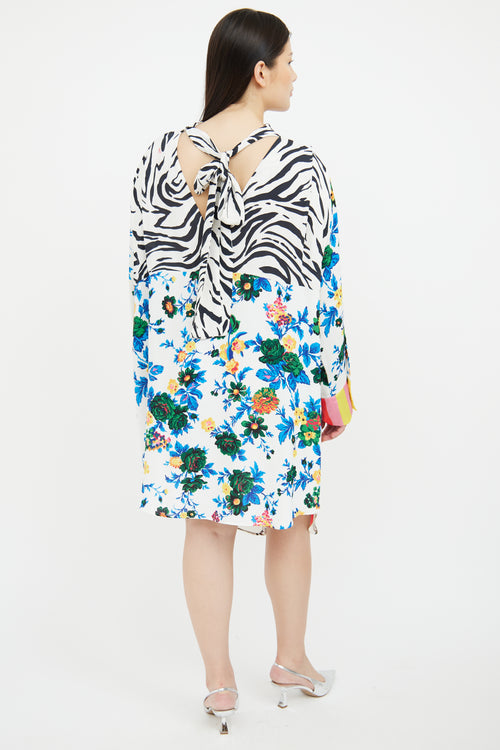 MSGM Multicolour Printed Long Sleeve Dress