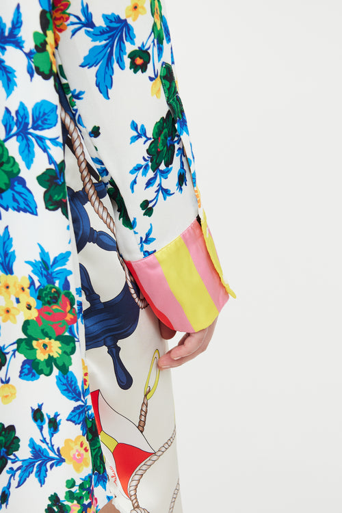 MSGM Multicolour Printed Long Sleeve Dress