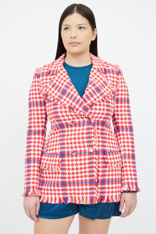Red Blue & White Tweed Jacket MSGM