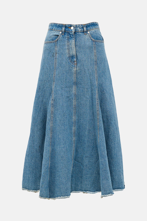 MSGM Logo Jean Skirt