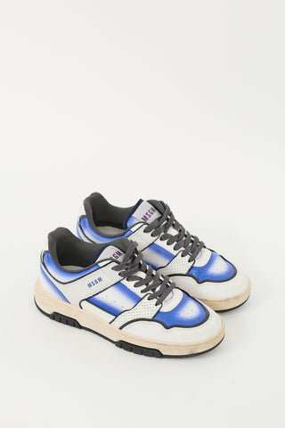 MSGM White & Blue Leather Basketball Gradient Sneaker