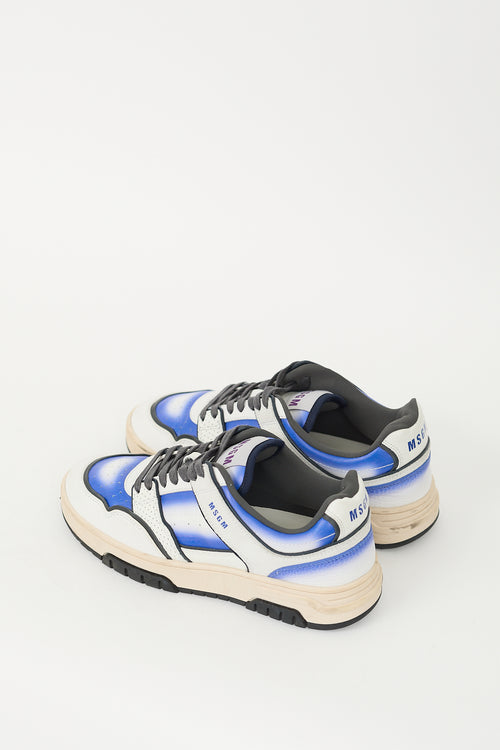 MSGM White & Blue Leather Basketball Gradient Sneaker