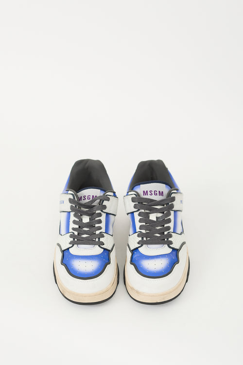 MSGM White & Blue Leather Basketball Gradient Sneaker