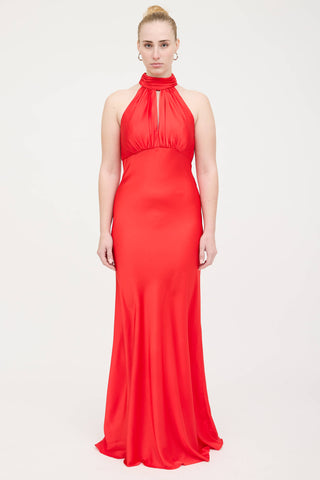 Mac Duggal Satin Halter Dress