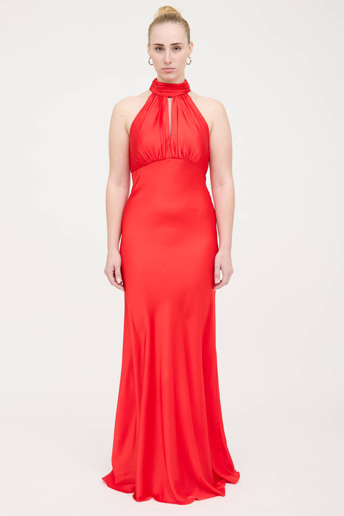 Mac Duggal Satin Halter Dress