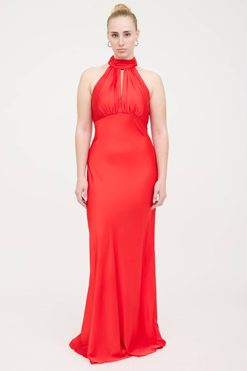 Mac Duggal Satin Halter Dress