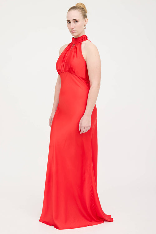 Mac Duggal Satin Halter Dress