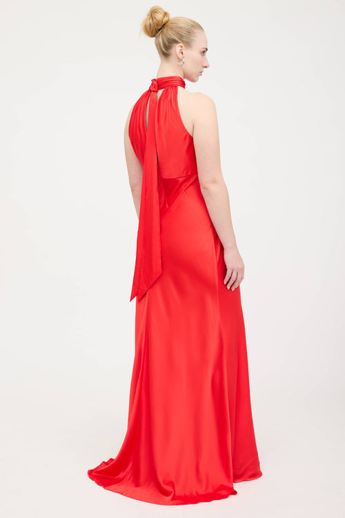 Mac Duggal Satin Halter Dress